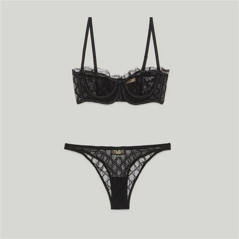 gucci cotton embroidery tulle|GG embroidered tulle lingerie set in black .